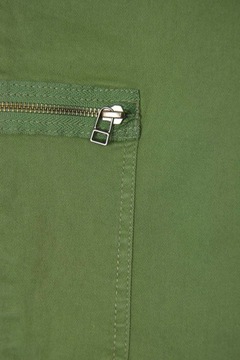 H&M Damskie Bawełniane Jeansowe Oliwkowe Spodnie Kieszenie Zamki XS 34