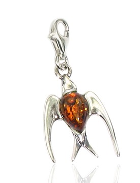 JASKÓŁKA - ZAWIESZKA - CHARMS - SREBRO -BURSZTYN
