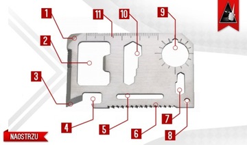 SURVIVAL MULTITOOL SURVIVAL CARD С 11 ФУНКЦИЯМИ, КЕЙС