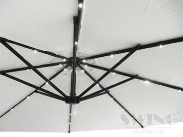 Parasol ogrodowy oświetlenie LED 300cm ANTRACYTOWY