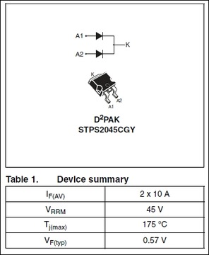 Dioda Schottky 2x10A 45V STPS2045CGY [1szt] #B055