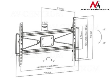 WIESZAK UCHWYT SUFITOWY TV LED 37-70'' BYDGOSZCZ