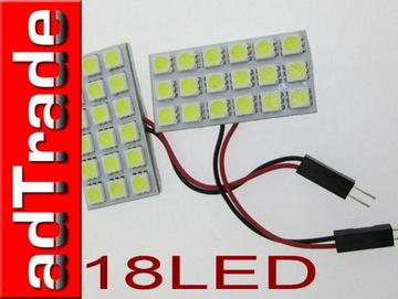 ПАНЕЛЬ 18 LED 5050 T10 W5W C5W C10W ПОТОЛОК 12В