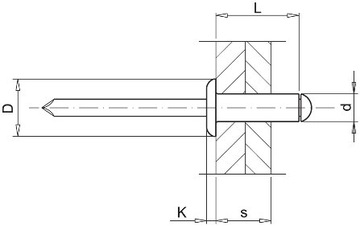 Заклепки потайная заклепка окрашенная в черный цвет Al/St 4.8x12 10s