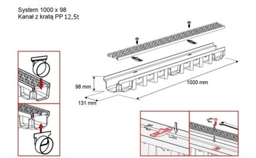 ЛИНЕЙНЫЙ ДРЕНАЖ 10см РЕШЕТКА ПП 12,5т 1м ГРАФИТ