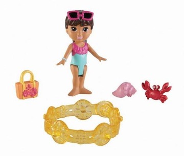 FISHER-PRICE LALKA FIGURKA DORA PLAŻOWA +AKCESORIA