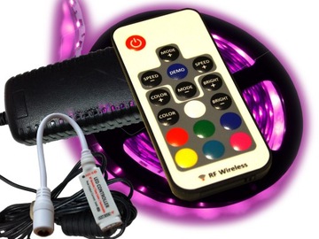 ZESTAW TAŚMA 120 LED 5050 RGB+BIAŁY MOCNA RADIO 2M