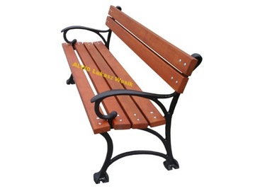 Деревянная CITY BENCH для садового парка POMORSKA, подлокотник, чугун, 150 см