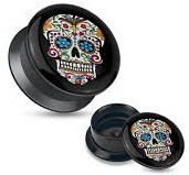 TUNELE PLUG AKRYLOWY TUNEL GWINT WEW. SKULL 14 mm