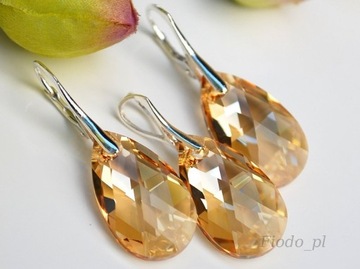 KOMPLET MIGDAŁ GOLDEN SHADOW SWAROVSKI ZŁOTO