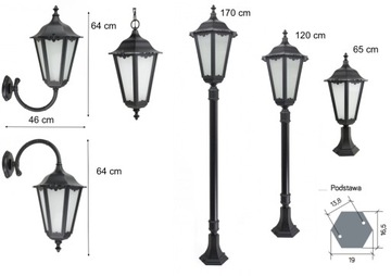 Solidna lampa ogrodowa, parkowa. Odlew aluminium. wys. 170 cm.Duża oprawa