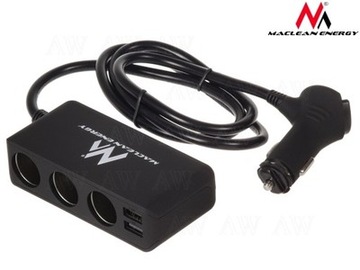 Автомобильный разветвитель Maclean 3 розетки 2xUSB