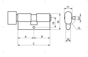 Вставка дверного замка GERDA G50/30 с ручкой, никель