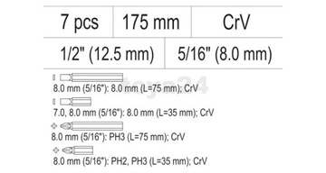 Ударная отвертка, сменное лезвие, 6 насадок CR-V YATO