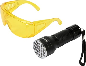 LATARKA TESTER KLIMATYZACJI UV 21 LED + OKULARY