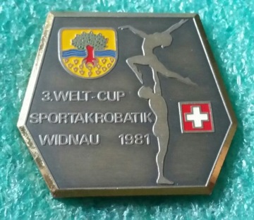 PLAKIETKA 3 WELT CUP SPORTAKROBATIK WIDNAU 1981