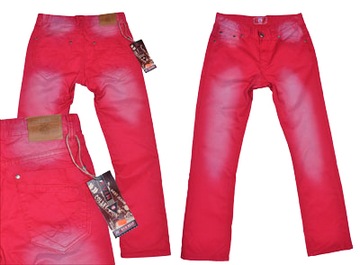 Spodnie męskie jeansowe czerwone EV217 pas 78/ 30