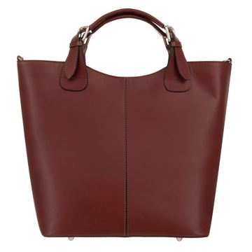 BRĄZOWA włoska skórzana torebka shopper bag A4 SKÓRA NATURALNA VERA PELLE