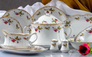 001 SPODEK 15 cm Róża Złota KAMELIA CHODZIEŻ MALCER PORCELANA