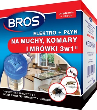 BROS ELEKTRO + PŁYN NA MUCHY KOMARY MRÓWKI 60 NOCY