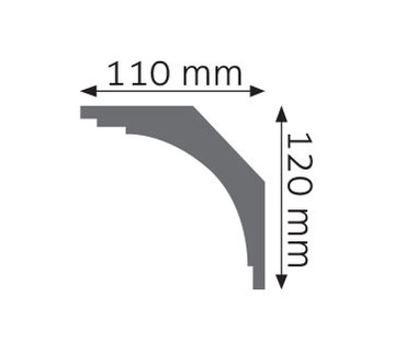 Потолочная планка лепная ЛГГ-02, карниз, 12 см