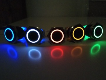 Переключатель Бистабильная кнопка ВКЛ/ВЫКЛ Подсветка 12В 3А 5 цветов 16мм