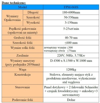 Flow-pack do nieregularnych produktów FPM-068S