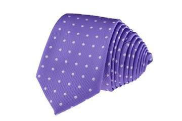 KRAWAT WĄSKI ŚLEDŹ 6cm JASNY FIOLETOWY W KROPECZKI