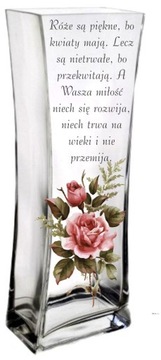 Elegancki Wazon z nadrukiem DUŻY GRUBE SZKŁO prezent Z DEDYKACJĄ GRAWEREM