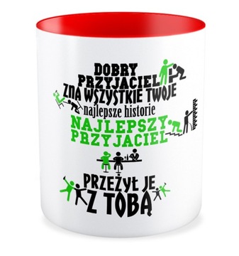 Kubek czerwony PRZYJAŹŃ PRZYJACIEL PRZYJACIÓŁKA