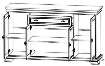 Комод с ящиком, большой шкаф с полками, KORA KK4 SAMOA KING