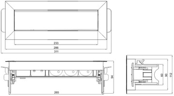 РОЗЕТКА ВСТРАИВАЕМАЯ В СТОЛЕШНИЦУ 3x250V USB НИКЕЛИРОВАННАЯ