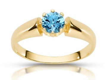 Złoty pierścionek z topazem blue certyfikat 333