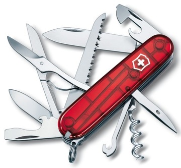 Victorinox 1.3713.T, Нож карманный Huntsman, 91 мм, 15 функций, красный транс.