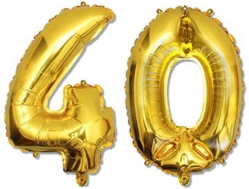 BALON FOLIOWY NA 40 URODZINY HEL 75 CM ZŁOTY PARTY