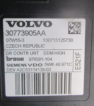 VOLVO C30 MOTOREK OKNO PŘEDNÍ PRAVÝ 30773905AA