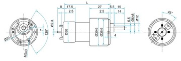 Мотор-редуктор 12В 300 об/мин 1 кг.см производства итальянский