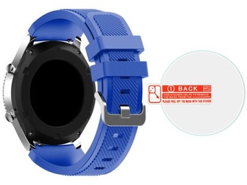 NIEBIESKI Silikonowy Pasek Samsung Gear S3 + SZKŁO