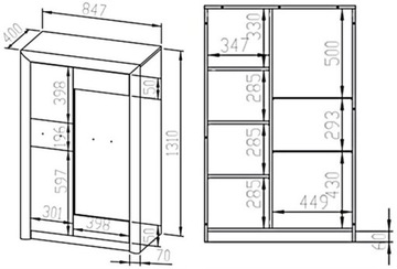 CASTEL 06/S witryna 85 cm niska z półkami i LED