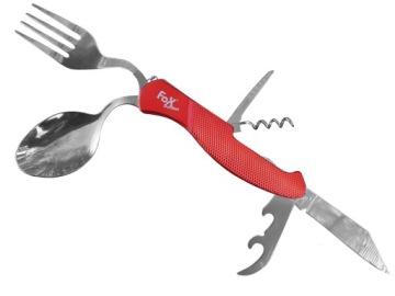 NIEZBĘDNIK TURYSTYCZNY SKŁADANY SZTUĆCE 7w1 MFH FOX OUTDOOR CZERWONY