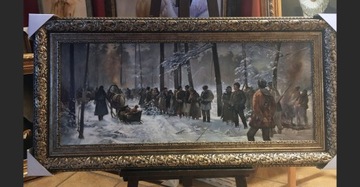 OBRAZ OLEJNY CHEŁMOŃSKI KRÓLESTWO PTAKÓW ŚWIT