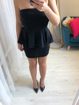 sukienka Zara baskinka falbana mala czarna H&M