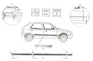 FIAT PANDA 2003-2012 VOZIDLOVÉ LIŠTA BOČNÍ