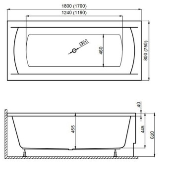 Wanna INES 180x80 syfon obudowa | GWAR. 15 LAT