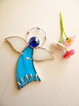 Витражный кулон Ангелочек Ангел летящие цвета