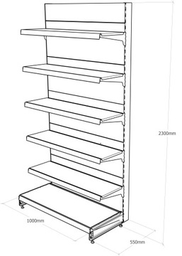 MAGO металлическая стенка ПОЛКА ДЛЯ МАГАЗИНА 230/100/55