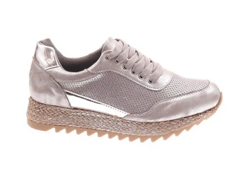 BUTY SPORTOWE NA PLATFORMIE 99-06 Silver r.37