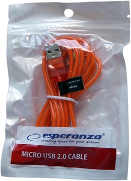 КАБЕЛЬ ESPERANZA MICRO USB 2.0 A-B M/M 1,5 М ОРАНЖЕВЫЙ ПРОЗРАЧНЫЙ