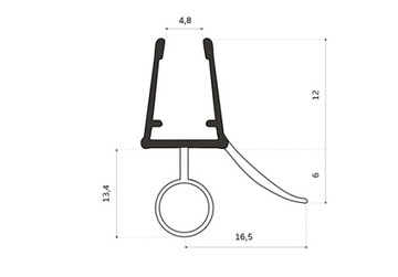 Уплотнитель душевой кабины 6-8мм UK08, 180см