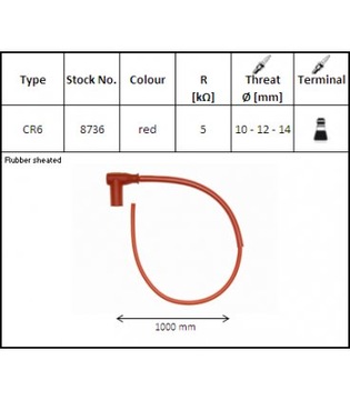 Колпачок свечи зажигания CR6 8736, угол: 90°, резьба свечи зажигания: 10/12/14 мм,